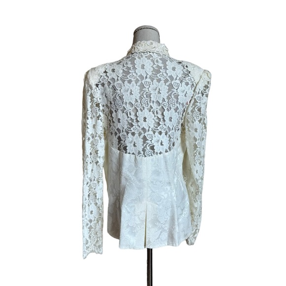 Jessica McClintock Bridal Ivory Vintage 80s Lace Pearl Jacket Top Victorian - Picture 5 of 11